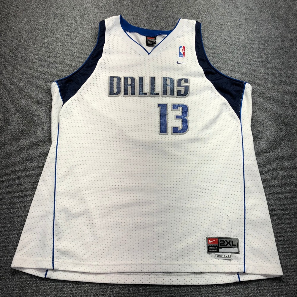 Nike Dallas Mavericks Steve Nash 13 NBA Jersey White Mesh XXL 2XL Length +2